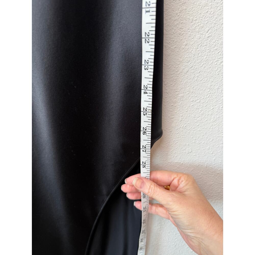 Fleur du Mal Black Silk Pearl Strap High Slit Midi Dress Size S - Picture 14 of 15